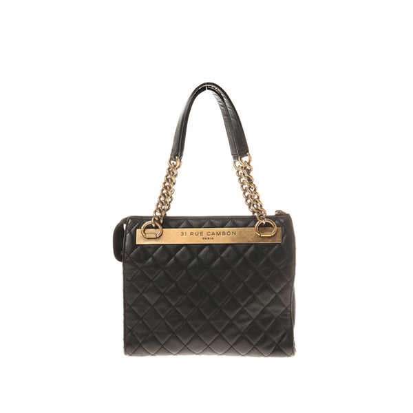 Chanel/ CC Limited Edition Black Calfskin Diamond Quilted Shoulder Bag
